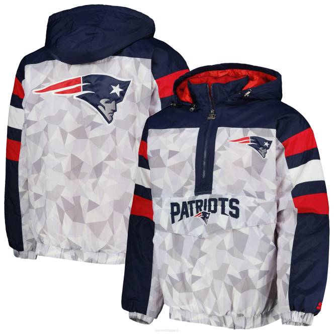 облекло Patriots Jersey бяло/тъмносиньо яке с качулка и качулка с половин цип за четвъртък вечер мъже T8TH490
