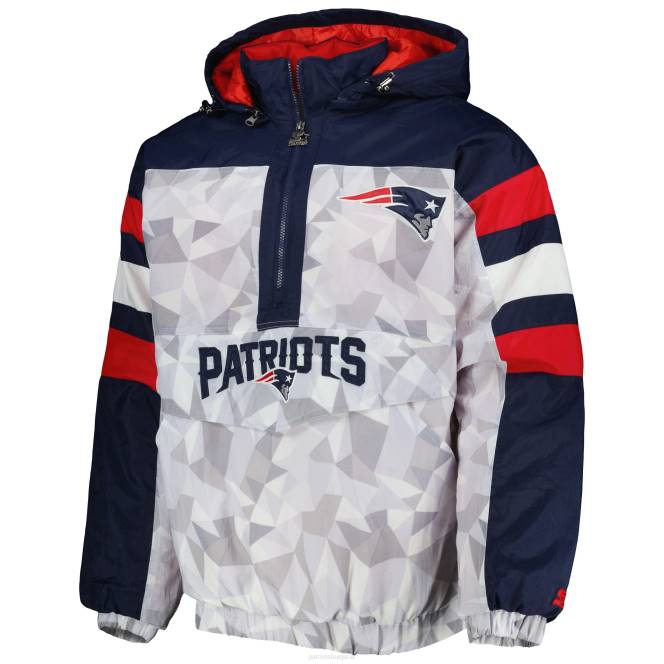 облекло Patriots Jersey бяло/тъмносиньо яке с качулка и качулка с половин цип за четвъртък вечер мъже T8TH490