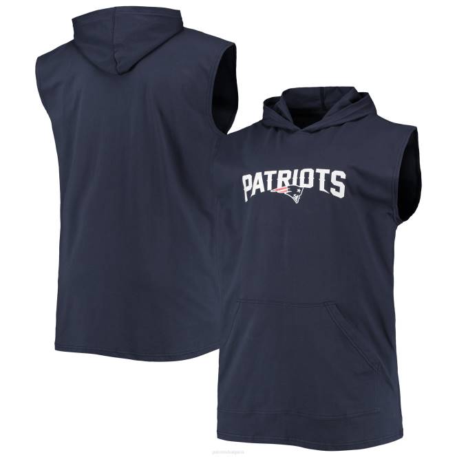 облекло Patriots Jersey тъмносин голям и висок мускулест пуловер с качулка без ръкави мъже T8TH495