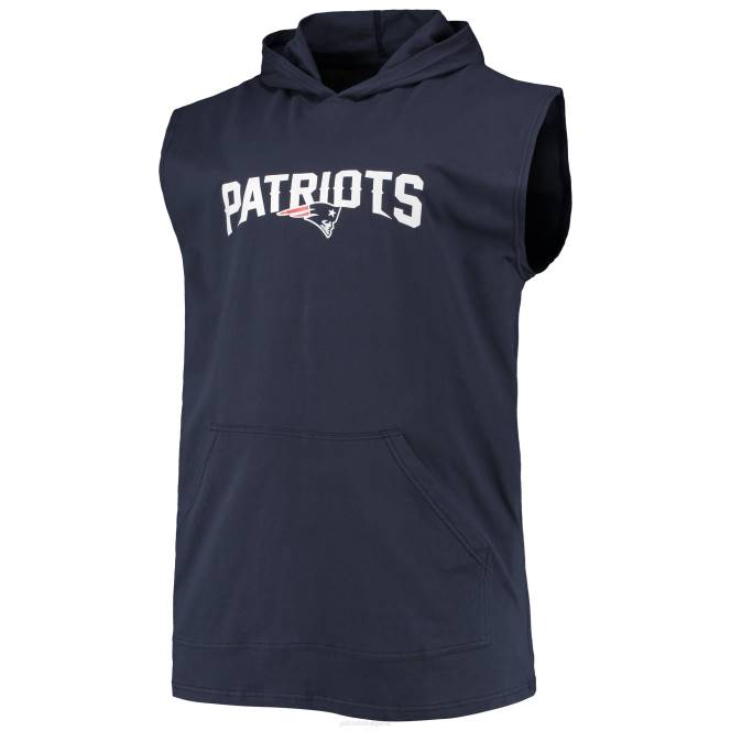 облекло Patriots Jersey тъмносин голям и висок мускулест пуловер с качулка без ръкави мъже T8TH495