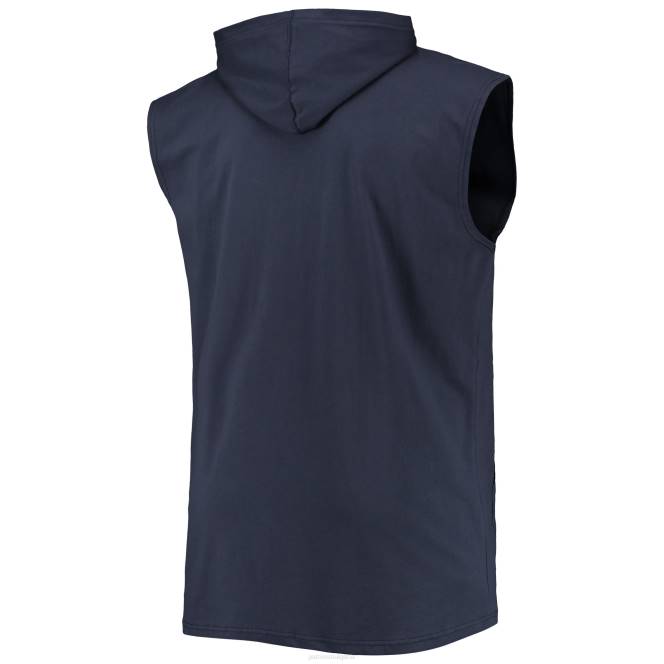 облекло Patriots Jersey тъмносин голям и висок мускулест пуловер с качулка без ръкави мъже T8TH495