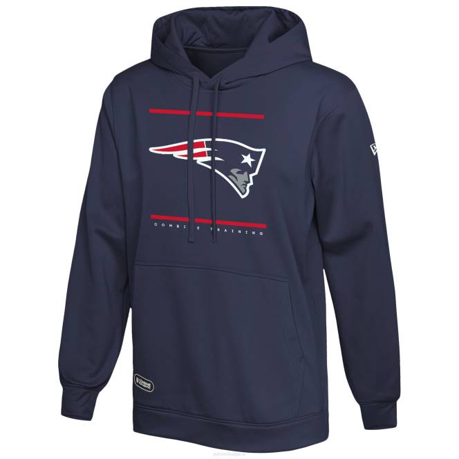 облекло Patriots Jersey нова ера тъмносин комбиниран автентичен разделен отбранителен пуловер с качулка мъже T8TH552