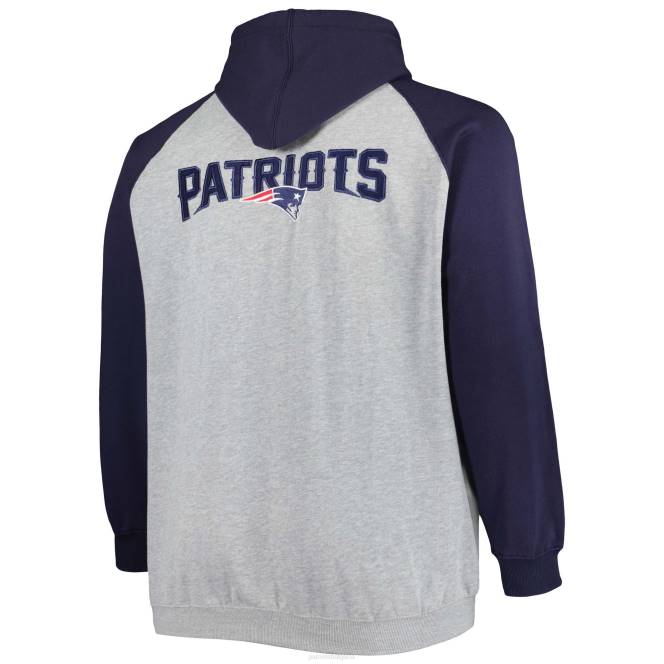 облекло Patriots Jersey Хедър сиво голямо и високо поларено яке с качулка с пълен цип мъже T8TH583