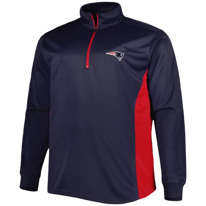 облекло Patriots Jersey тъмносин голям и висок горнище с четвърт цип мъже T8TH635
