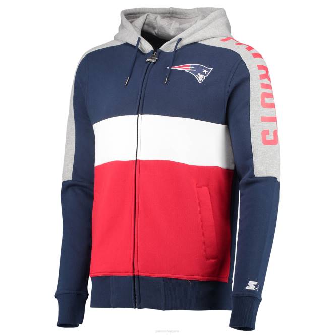 облекло Patriots Jersey суичър с качулка с цял цип за начален цвят на плейофите в тъмносиньо/червено мъже T8TH669