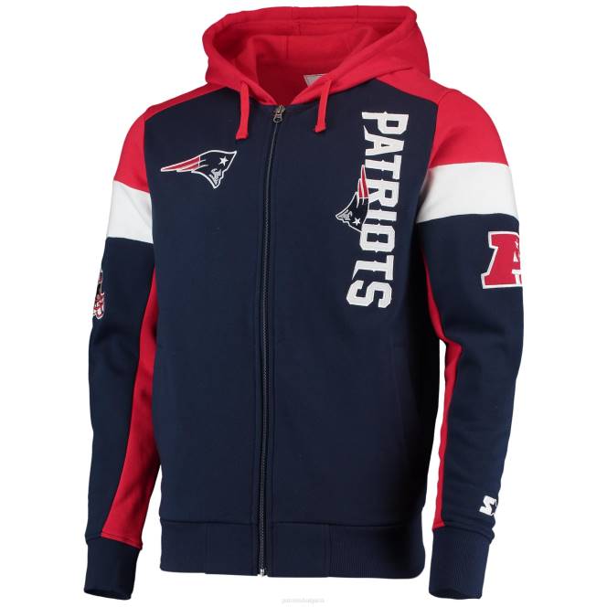 облекло Patriots Jersey начална качулка с тъмно синьо/червено лого с цял цип мъже T8TH690