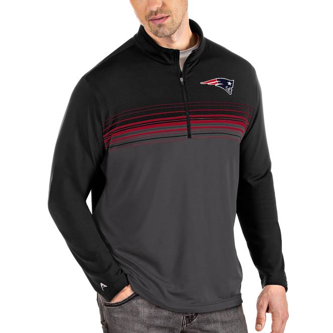 облекло Patriots Jersey антигуа черно/червено яке с четвърт цип пуловер мъже T8TH715