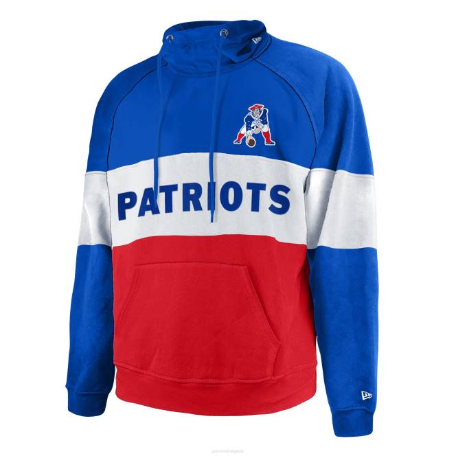 облекло Patriots Jersey нова ера кралски/червен голям и висок пуловер с качулка от полар с цветни блокове мъже T8TH758