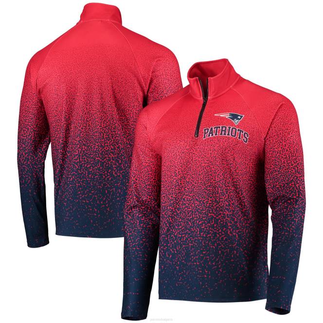облекло Patriots Jersey Фоко червено/морско синьо градиентно реглан яке с четвърт цип мъже T8TH811
