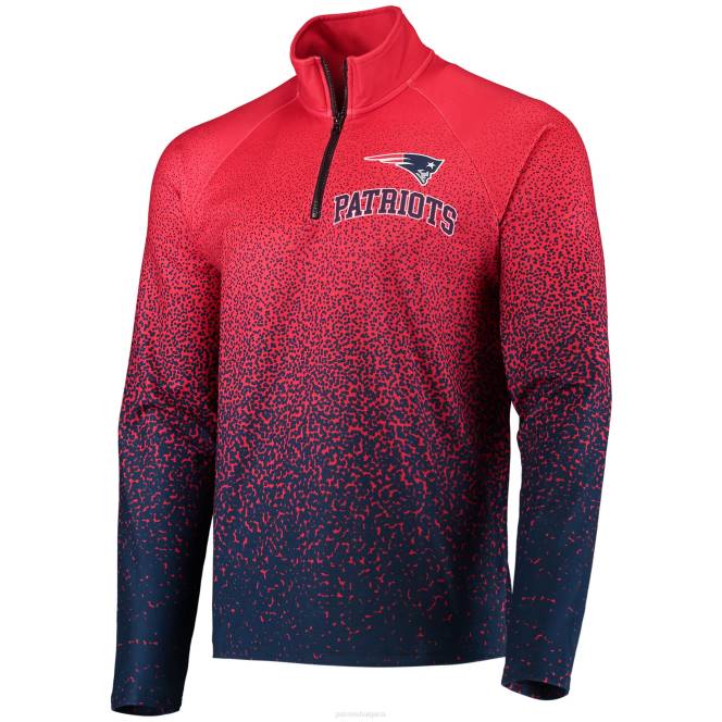 облекло Patriots Jersey Фоко червено/морско синьо градиентно реглан яке с четвърт цип мъже T8TH811