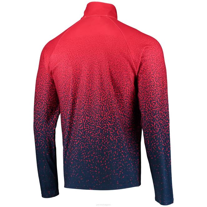 облекло Patriots Jersey Фоко червено/морско синьо градиентно реглан яке с четвърт цип мъже T8TH811