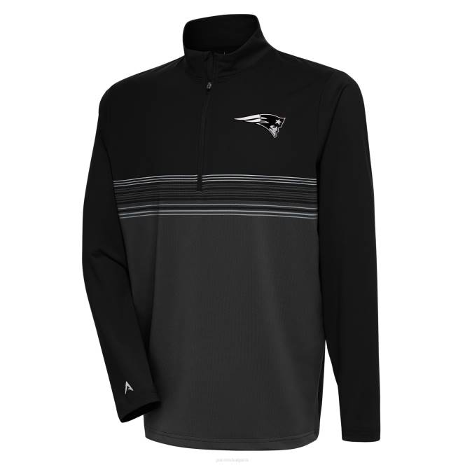 облекло Patriots Jersey горна част на пуловер с четвърт цип антигуа черно метално лого мъже T8TH819