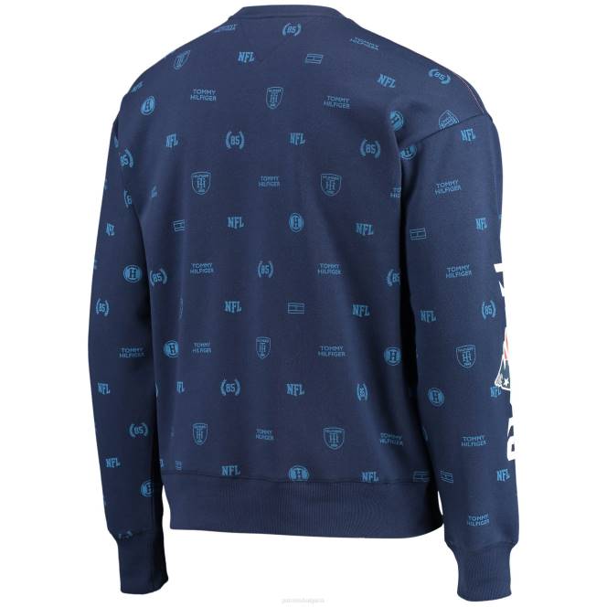 облекло Patriots Jersey Tommy Hilfiger Navy Reid пуловер суичър с графики мъже T8TH744
