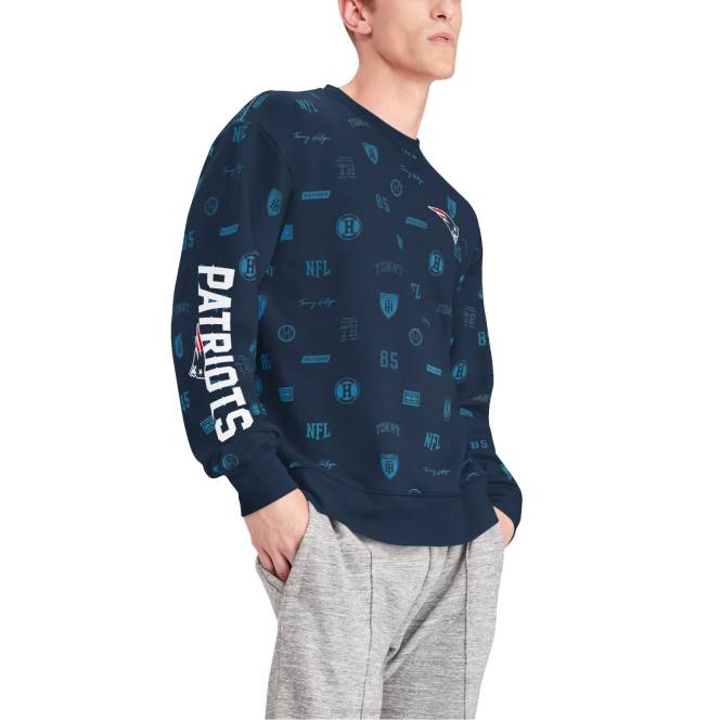 облекло Patriots Jersey Tommy Hilfiger Navy Reid пуловер суичър с графики мъже T8TH744