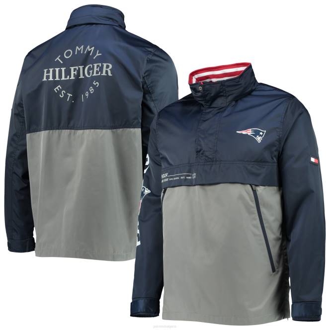 облекло Patriots Jersey Tommy Hilfiger морско/сиво яке с качулка с четвърт цип мъже T8TH648