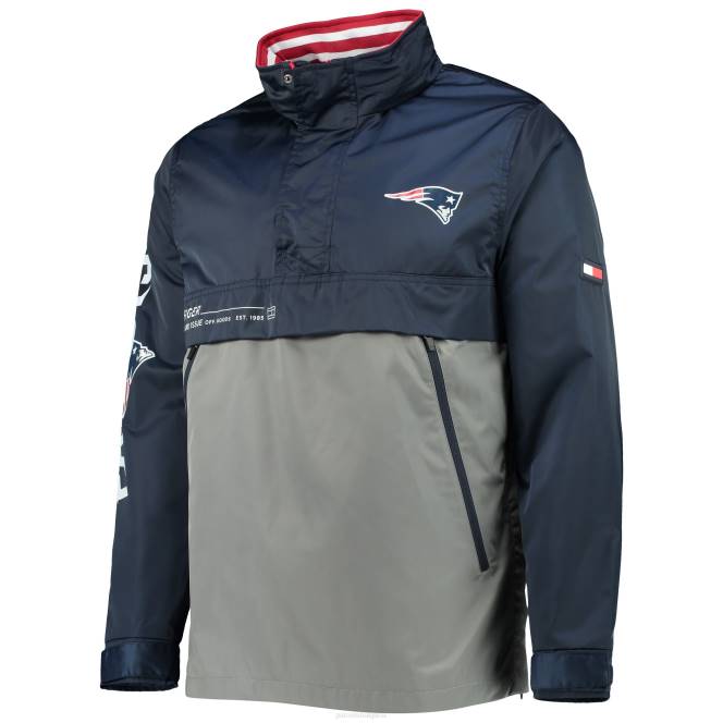 облекло Patriots Jersey Tommy Hilfiger морско/сиво яке с качулка с четвърт цип мъже T8TH648