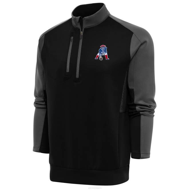 облекло Patriots Jersey antigua black/charcoal лого на отбора с връщане на екипа пуловер с четвърт цип мъже T8TH808