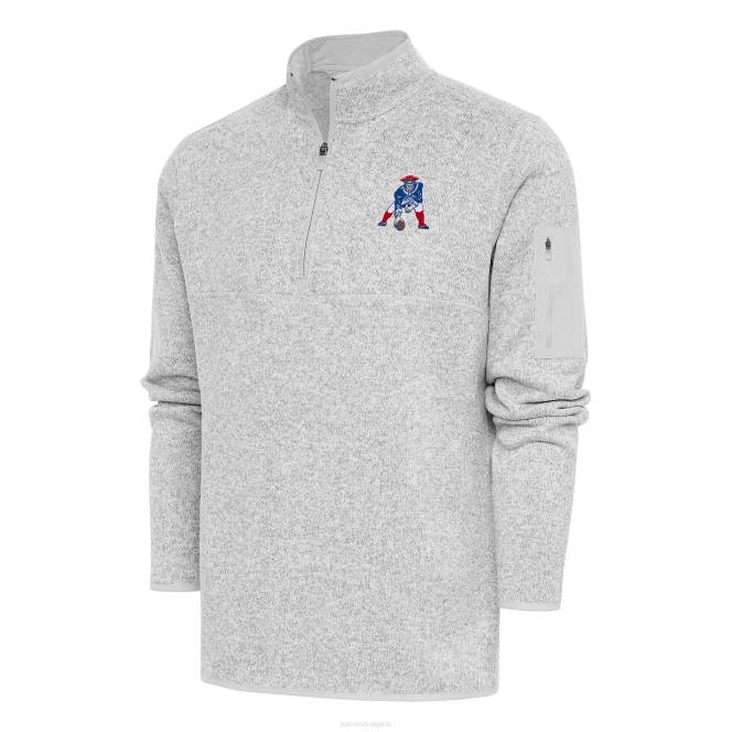 облекло Patriots Jersey antigua heather grey throwback fortune пуловер яке с четвърт цип мъже T8TH676