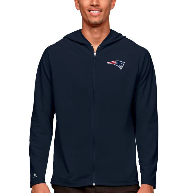 облекло Patriots Jersey antigua navy лого legacy суичър с цял цип мъже T8TH710
