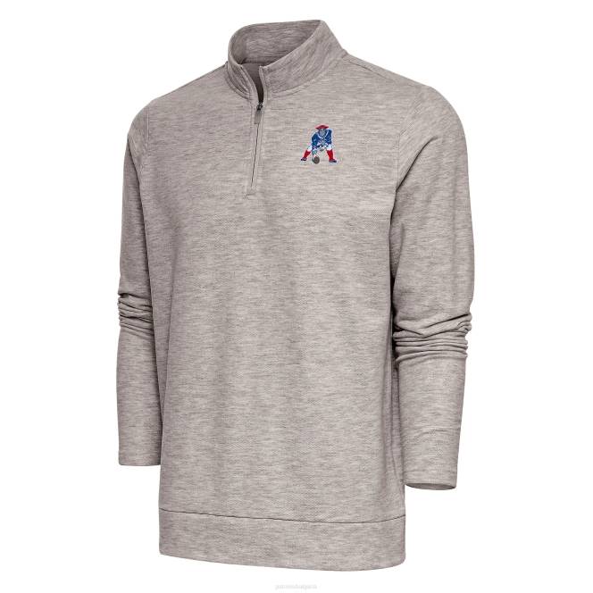 облекло Patriots Jersey горнище на пуловер с четвърт цип с лого на екипа на antigua oatmeal мъже T8TH652