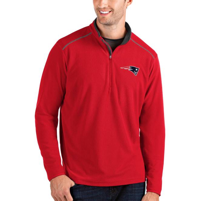 облекло Patriots Jersey яке antigua red/charcoal glacier с четвърт цип пуловер мъже T8TH709