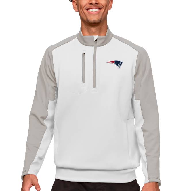 облекло Patriots Jersey antigua white team пуловер с четвърт цип мъже T8TH694