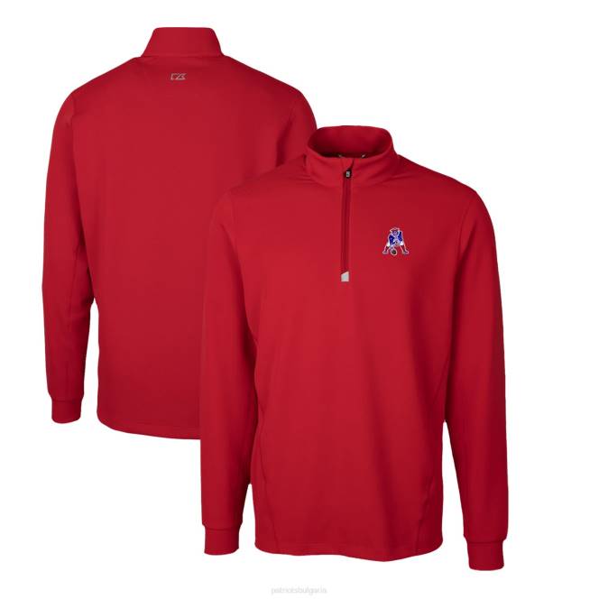 облекло Patriots Jersey cutter & buck red throwback лого traverse еластичен пуловер с четвърт цип мъже T8TH704