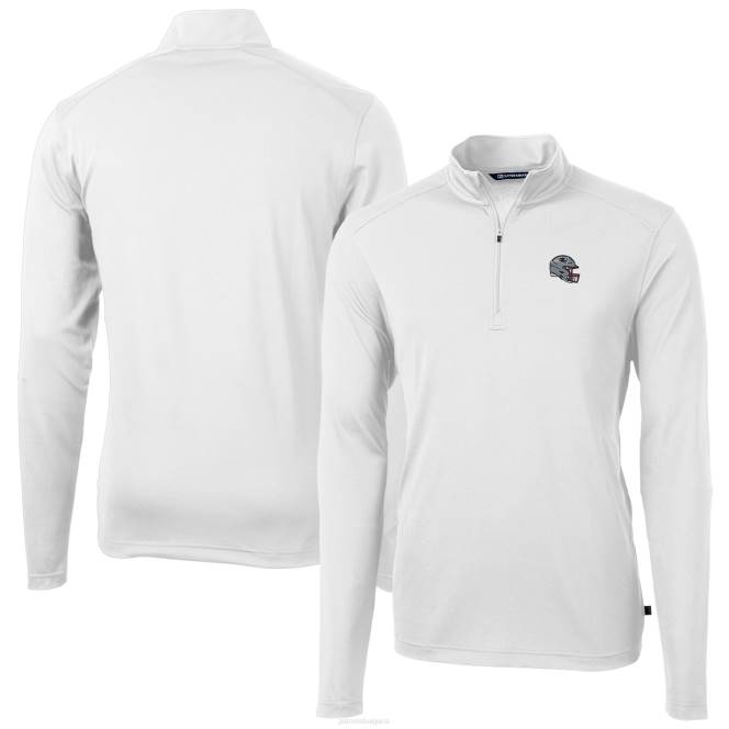облекло Patriots Jersey cutter & buck white helmet virtue eco pique рециклиран пуловер с четвърт цип мъже T8TH533