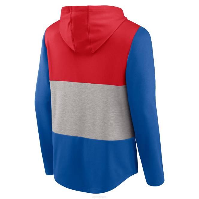 облекло Patriots Jersey пуловер с качулка с червено/кралско линеарно лого с марка fanatics мъже T8TH598