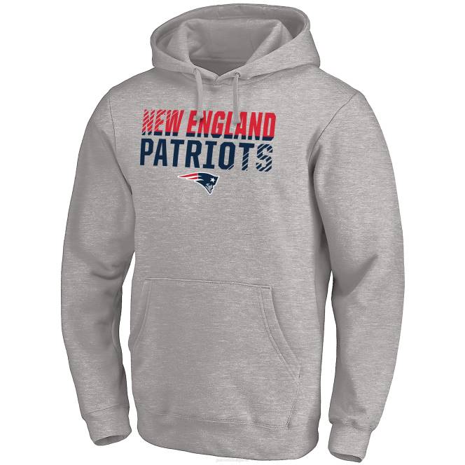 облекло Patriots Jersey fanatics брандиран хедър грей избледняващ втален пуловер с качулка мъже T8TH716