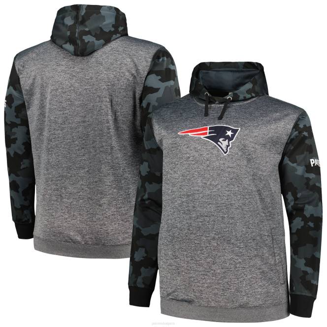облекло Patriots Jersey голям и висок камуфлажен пуловер с качулка с марката fanatics heather charcoal мъже T8TH591