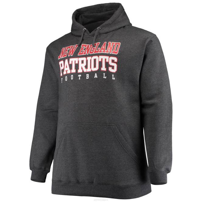 облекло Patriots Jersey голям и висок тренировъчен пуловер с качулка с марката fanatics heathered charcoal мъже T8TH799