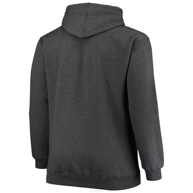 облекло Patriots Jersey голям и висок тренировъчен пуловер с качулка с марката fanatics heathered charcoal мъже T8TH799