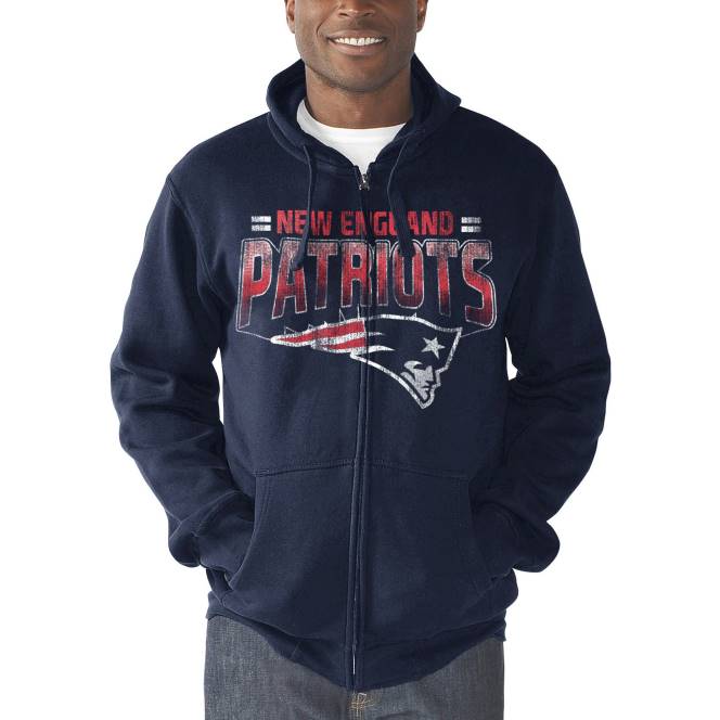 облекло Patriots Jersey g-iii sports by carl banks тъмносин перфектен сезонен суичър с цял цип мъже T8TH651