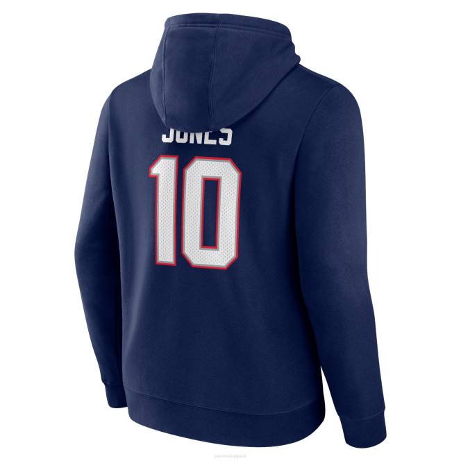 облекло Patriots Jersey mac jones темно-синя голяма и висока суичър с качулка от полар с име и номер мъже T8TH615
