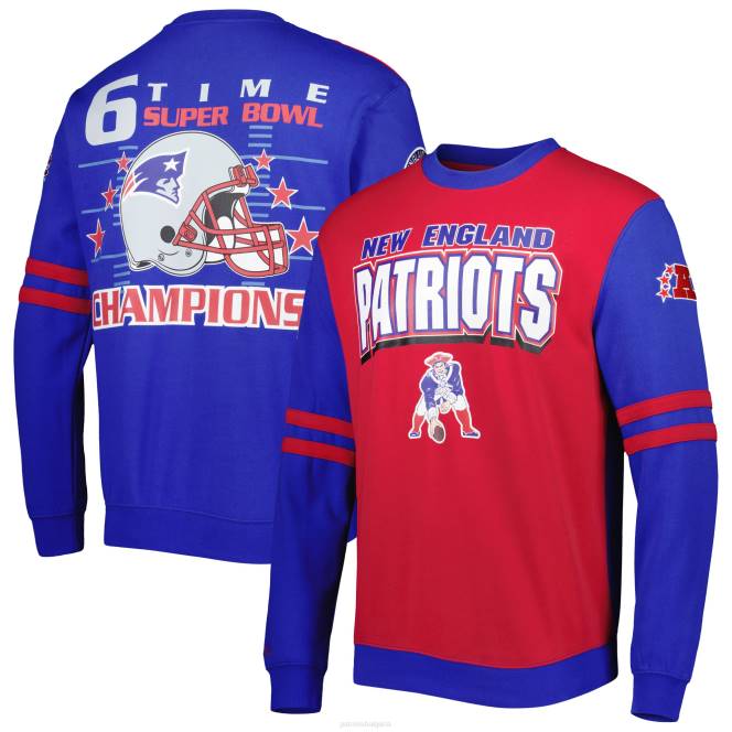 облекло Patriots Jersey mitchell & ness червен цял над 2.0 пуловер суичър мъже T8TH655