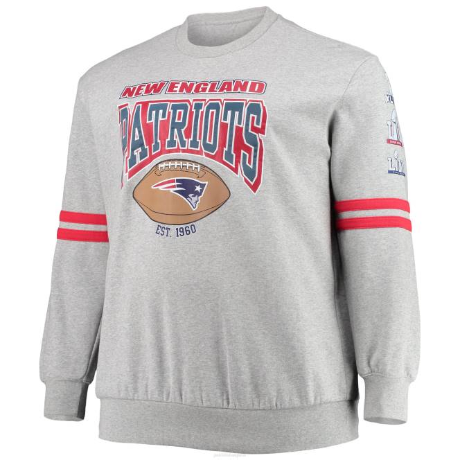 облекло Patriots Jersey mitchell & ness heathered сив голям и висок пуловер с щампа мъже T8TH689