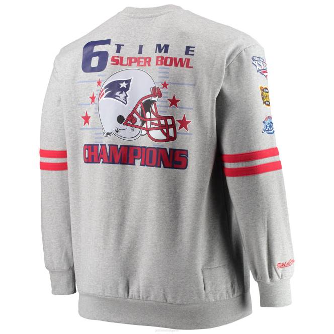 облекло Patriots Jersey mitchell & ness heathered сив голям и висок пуловер с щампа мъже T8TH689