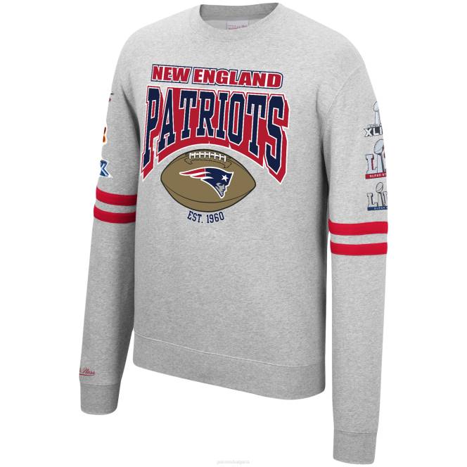 облекло Patriots Jersey mitchell & ness heathered сив суичър от полар с принт мъже T8TH726