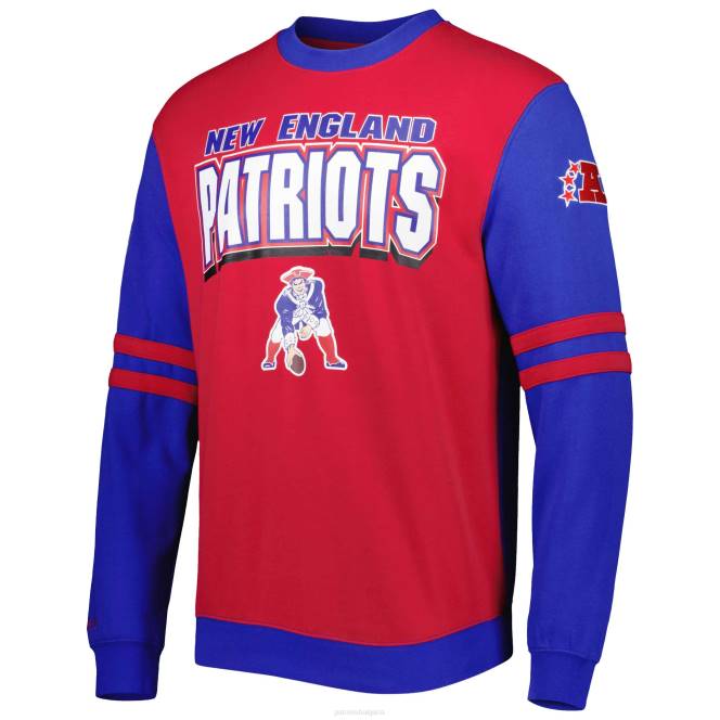 облекло Patriots Jersey mitchell & ness red/royal big & tall gridiron classics пуловер суичър мъже T8TH653