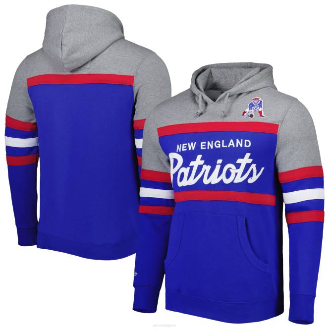 облекло Patriots Jersey mitchell & ness royal/heathered сив старши пуловер с качулка мъже T8TH499