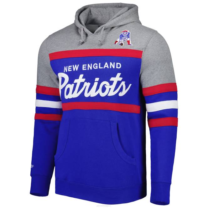 облекло Patriots Jersey mitchell & ness royal/heathered сив старши пуловер с качулка мъже T8TH499