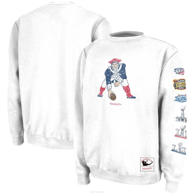 облекло Patriots Jersey mitchell & ness бели пръстени vip шампионски пуловер пуловер мъже T8TH778
