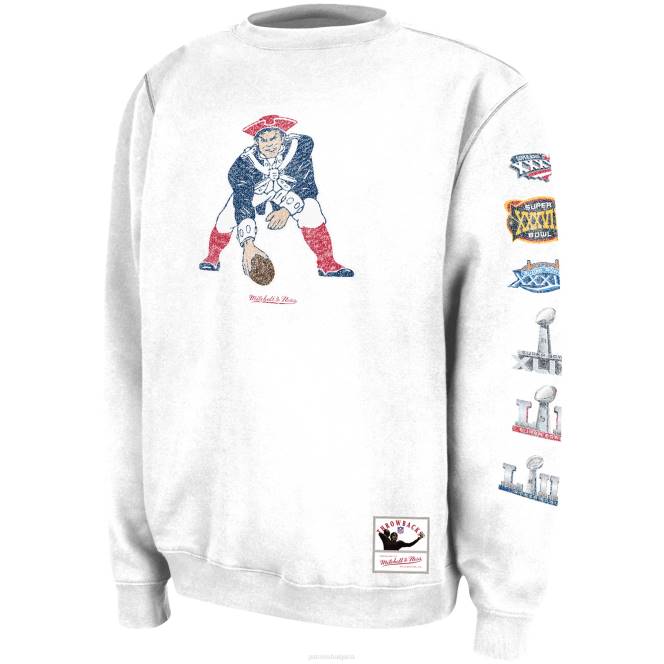 облекло Patriots Jersey mitchell & ness бели пръстени vip шампионски пуловер пуловер мъже T8TH778
