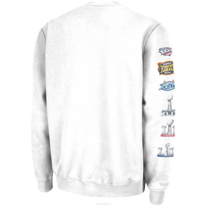 облекло Patriots Jersey mitchell & ness бели пръстени vip шампионски пуловер пуловер мъже T8TH778