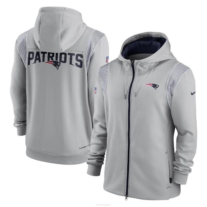 облекло Patriots Jersey nike сив качулка с качулка с пълен цип със странично заключване мъже T8TH498