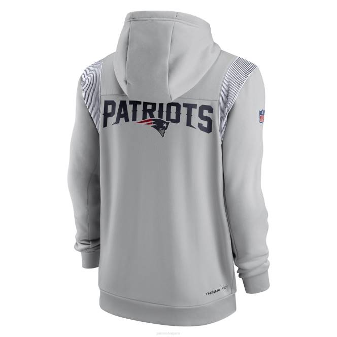 облекло Patriots Jersey nike сив качулка с качулка с пълен цип със странично заключване мъже T8TH498
