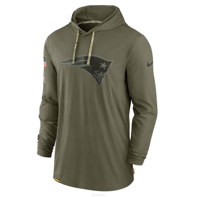 облекло Patriots Jersey nike olive 2022 salute to service тонална лека тениска с дълъг ръкав и качулка мъже T8TH478