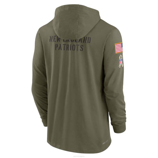 облекло Patriots Jersey nike olive 2022 salute to service тонална лека тениска с дълъг ръкав и качулка мъже T8TH478