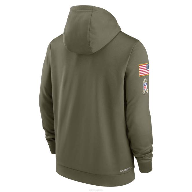облекло Patriots Jersey nike olive 2022 salute to service therma performance пуловер с качулка мъже T8TH465
